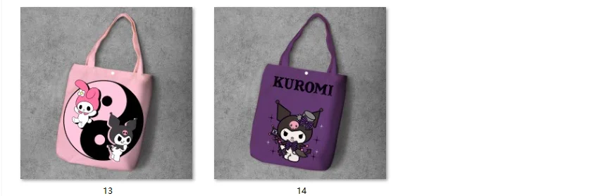 Melody Kuromi Anime Foldable Canvas Casual Shoulder Bags