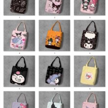 Melody Kuromi Anime Foldable Canvas Casual Shoulder Bags Melody Kuromi Anime Foldable Canvas Casual Shoulder Bags