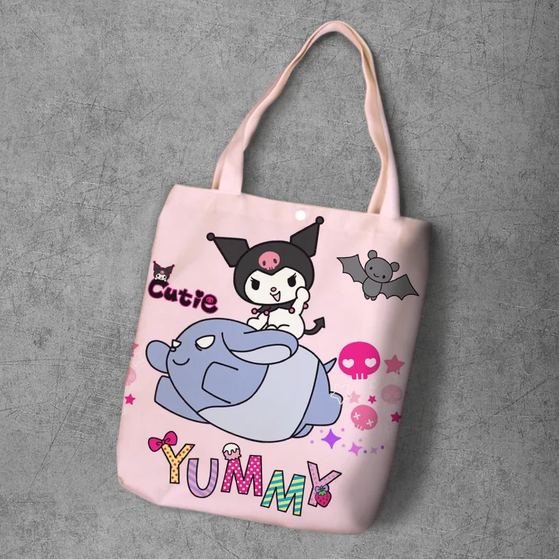 Melody Kuromi Anime Foldable Canvas Casual Shoulder Bags