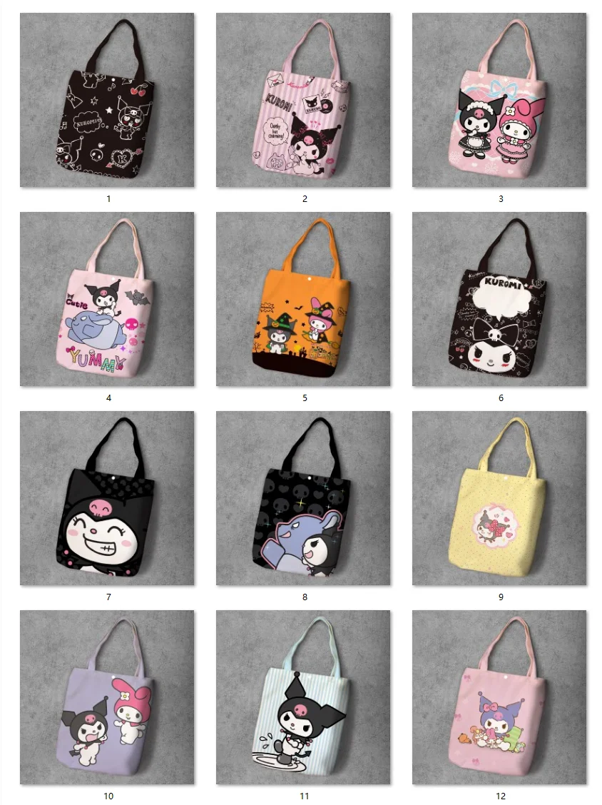 Melody Kuromi Anime Foldable Canvas Casual Shoulder Bags