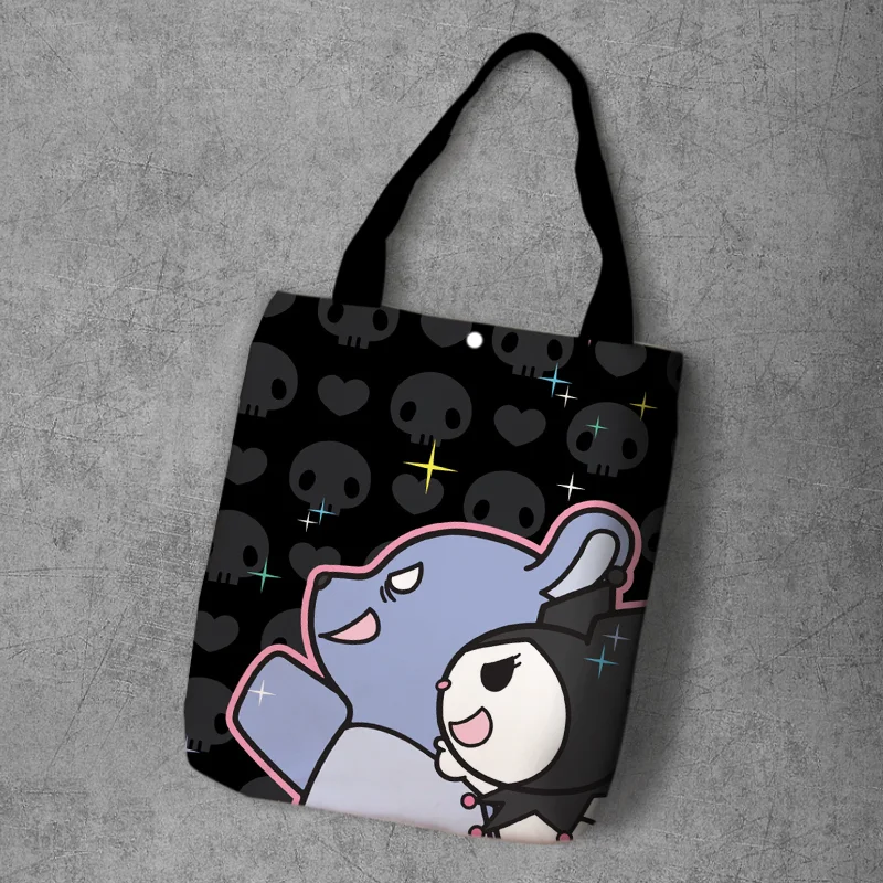 Melody Kuromi Anime Foldable Canvas Casual Shoulder Bags