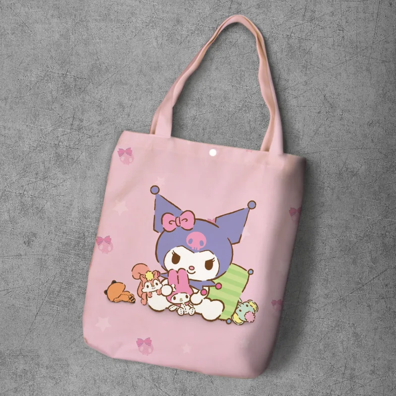 Melody Kuromi Anime Foldable Canvas Casual Shoulder Bags