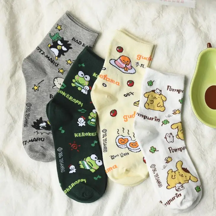 My Melody Purin Pudding Dog Frog Kuromi Gudetama Anime Socks