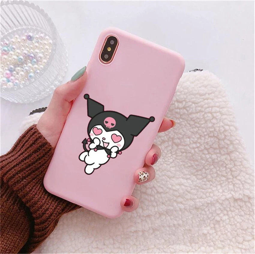 Kuromi Candy Pink Soft Silicone TPU Phone Cover