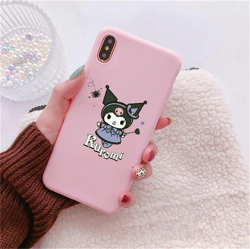 Kuromi Candy Pink Soft Silicone TPU Phone Cover