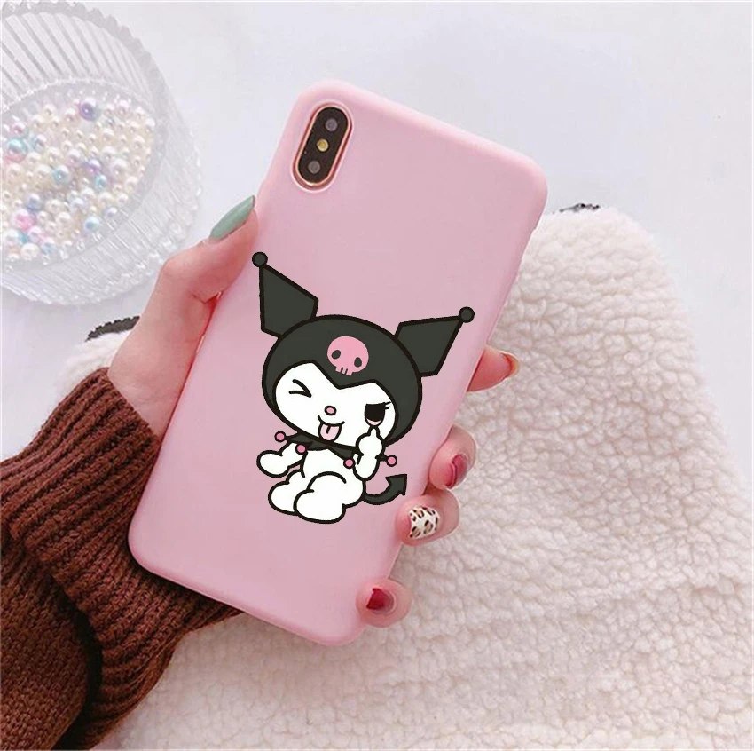 Kuromi Candy Pink Soft Silicone TPU Phone Cover