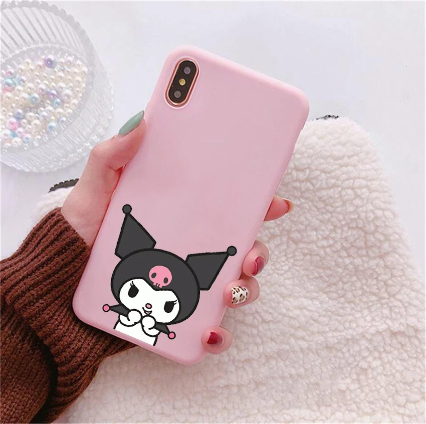 Kuromi Candy Pink Soft Silicone TPU Phone Cover