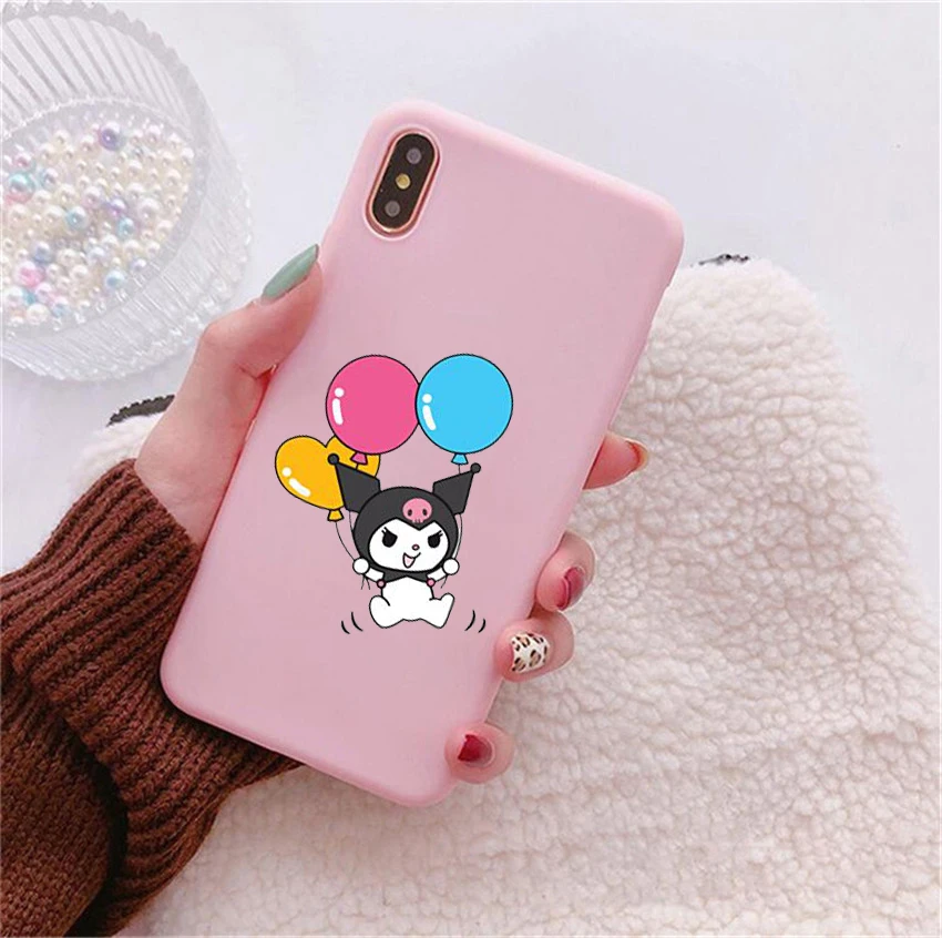 Kuromi Candy Pink Soft Silicone TPU Phone Cover