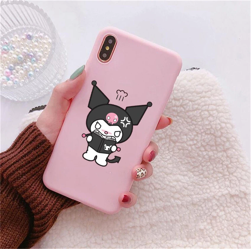 Kuromi Candy Pink Soft Silicone TPU Phone Cover