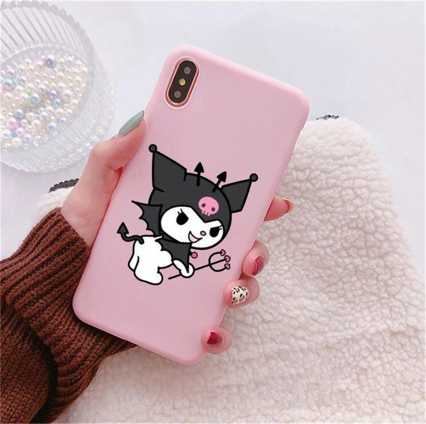 Kuromi Candy Pink Soft Silicone TPU Phone Cover