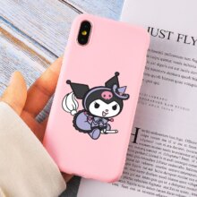 Kuromi Pink Silicone Back Phone Case For iPhone Kuromi Pink Silicone Back Phone Case For iPhone