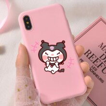 Kuromi Pink Silicone Back Phone Case For iPhone Kuromi Pink Silicone Back Phone Case For iPhone