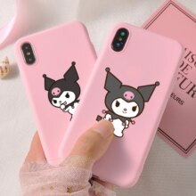 Kuromi Pink Silicone Back Phone Case For iPhone Kuromi Pink Silicone Back Phone Case For iPhone