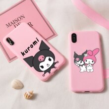 Kuromi Pink Silicone Back Phone Case For iPhone Kuromi Pink Silicone Back Phone Case For iPhone