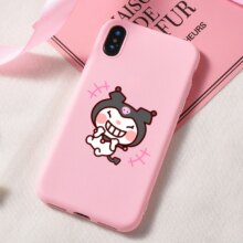 Kuromi Pink Silicone Back Phone Case For iPhone Kuromi Pink Silicone Back Phone Case For iPhone