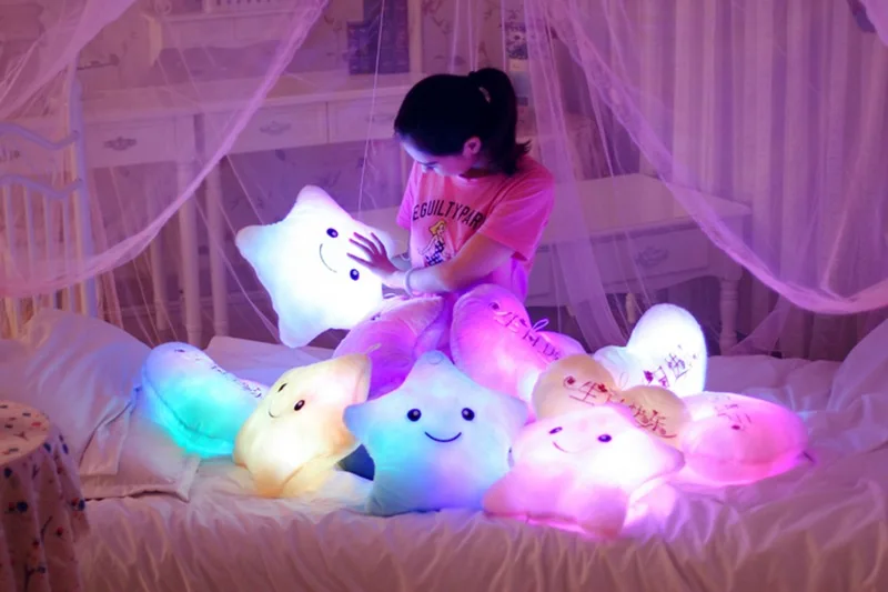 Star Moon Colorful Luminous Glowing LED Light Cushion