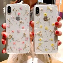 Real Dry Flower Glitter Epoxy Star Transparent Phone Case Real Dry Flower Glitter Epoxy Star Transparent Phone Case