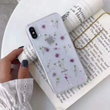 Real Dry Flower Glitter Epoxy Star Transparent Phone Case Real Dry Flower Glitter Epoxy Star Transparent Phone Case