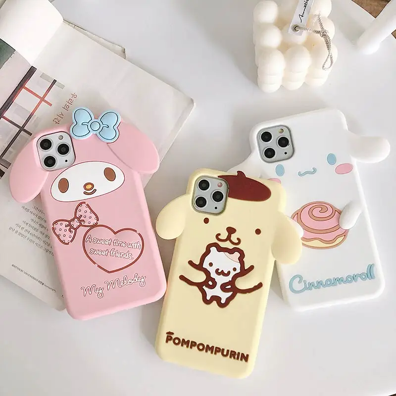 My Melody Cinnamonroll Pom Pom Purin Silicone Phone Case