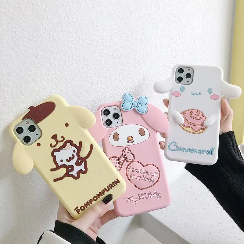 My Melody Cinnamonroll Pom Pom Purin Silicone Phone Case