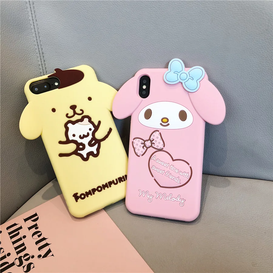 Pom Purin Cinnamoroll Dog My Melody 3D Cartoon Phone Case