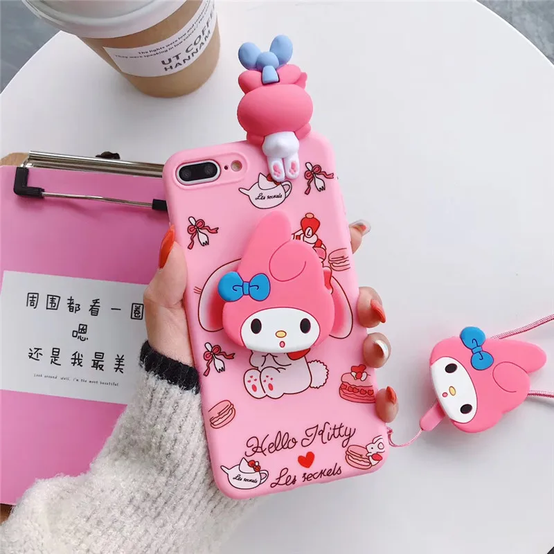 My Melody 3D Cartoon Holder Stand Lanyard Soft Silicon Phone Case My Melody 3D Cartoon Holder Stand Lanyard Soft Silicon Phone Case