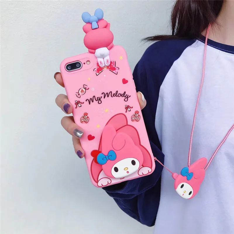 My Melody 3D Cartoon Holder Stand Lanyard Soft Silicon Phone Case My Melody 3D Cartoon Holder Stand Lanyard Soft Silicon Phone Case