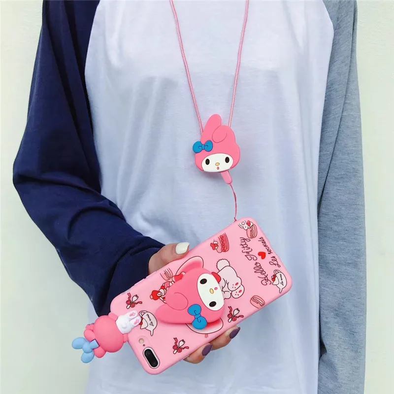 My Melody 3D Cartoon Holder Stand Lanyard Soft Silicon Phone Case My Melody 3D Cartoon Holder Stand Lanyard Soft Silicon Phone Case