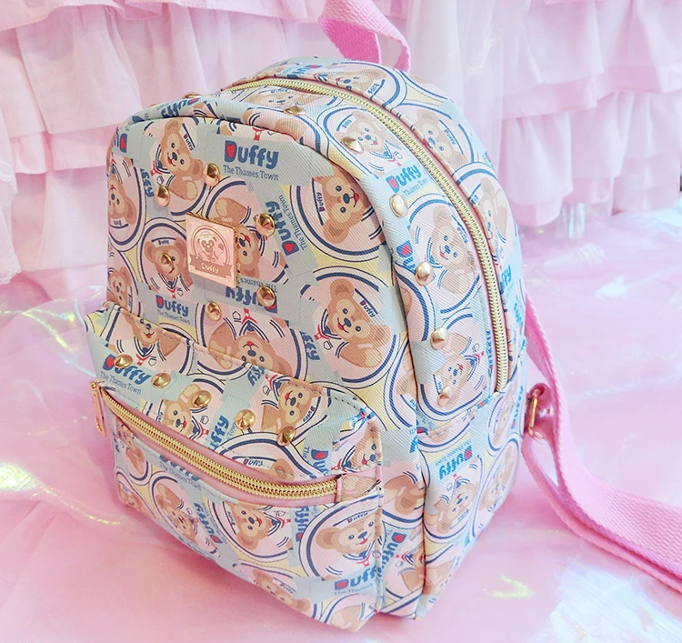 Cartoon Duffy Plush Bear School Bag For Girls