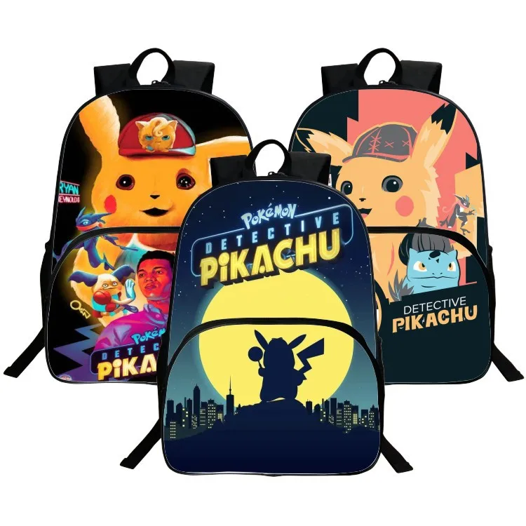Detective Pikachu Cartoon Printed Student Bags