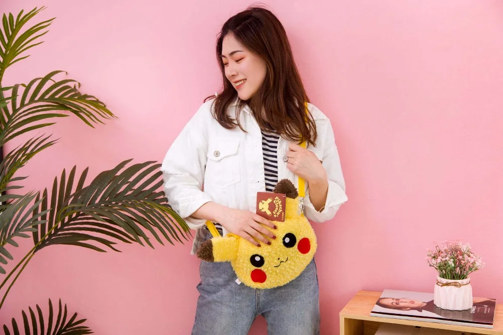 Kawaii Pokemon Pikachu Anime Stuffed Soft Crossbody Handbag