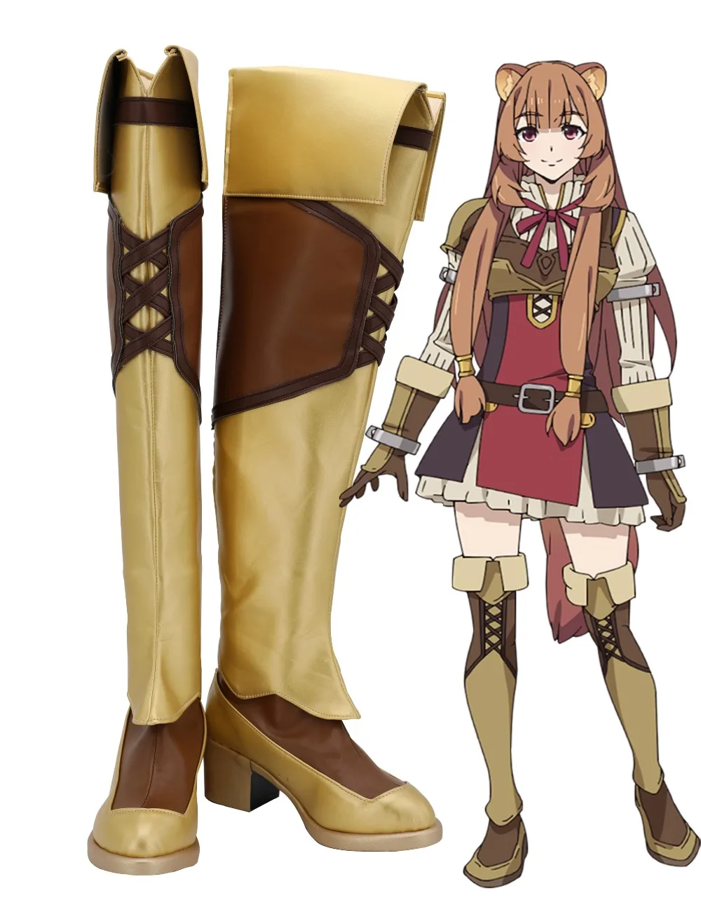 Anime The Rising Of The Shield Raphtalia Costume/ Wig/ Boots