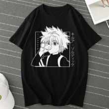 Kawaii Manga X Hunter Killua Zoldyck Anime Print Crew Neck Fitted Soft T-Shirt Kawaii Manga X Hunter Killua Zoldyck Anime Print Crew Neck Fitted Soft T-Shirt