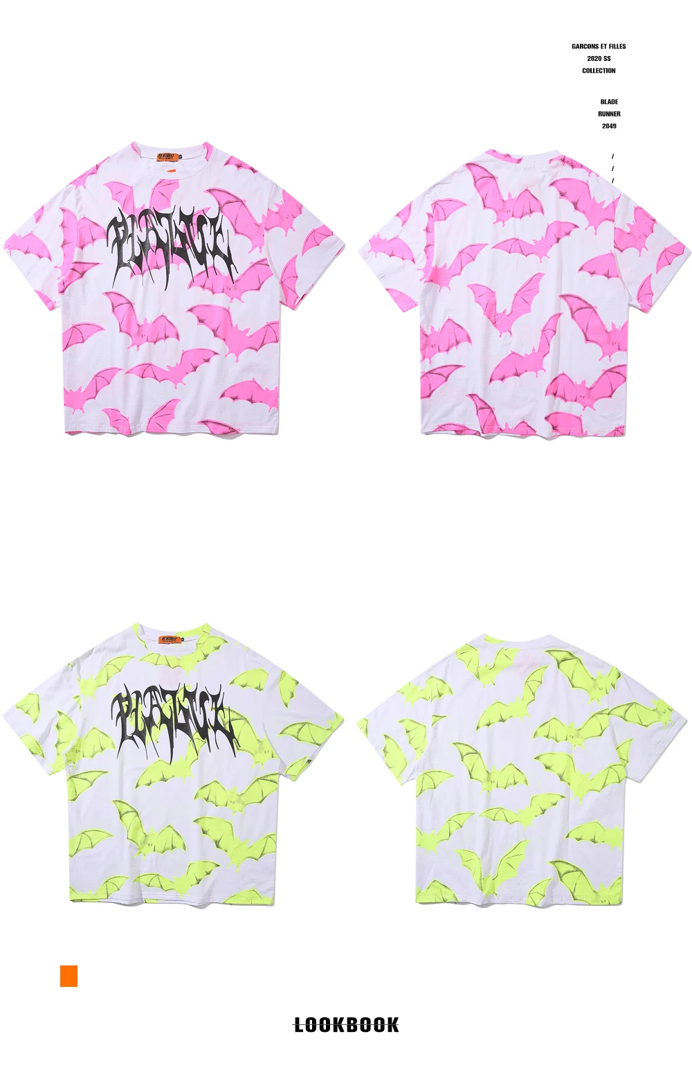 Pink Bat Graphic Punk Gothic Oversized T-Shirt