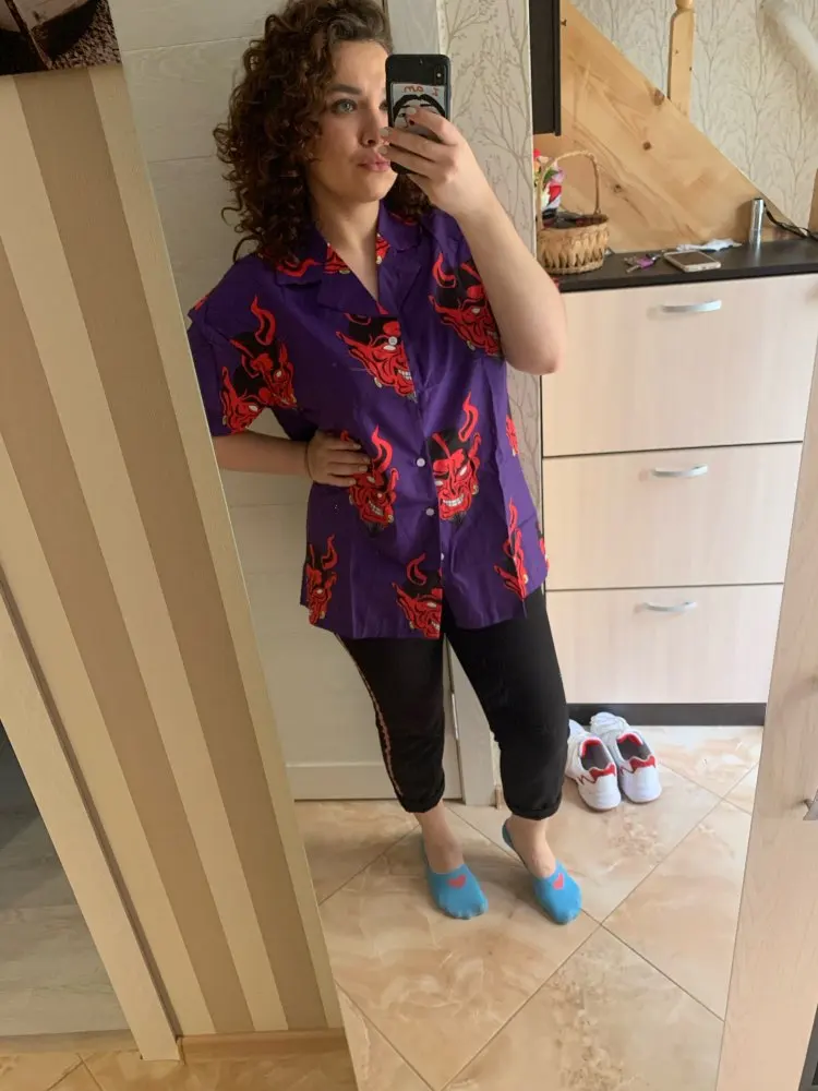 Evil Blouse Pink Loose Collared Bluzka Gothic T-Shirt