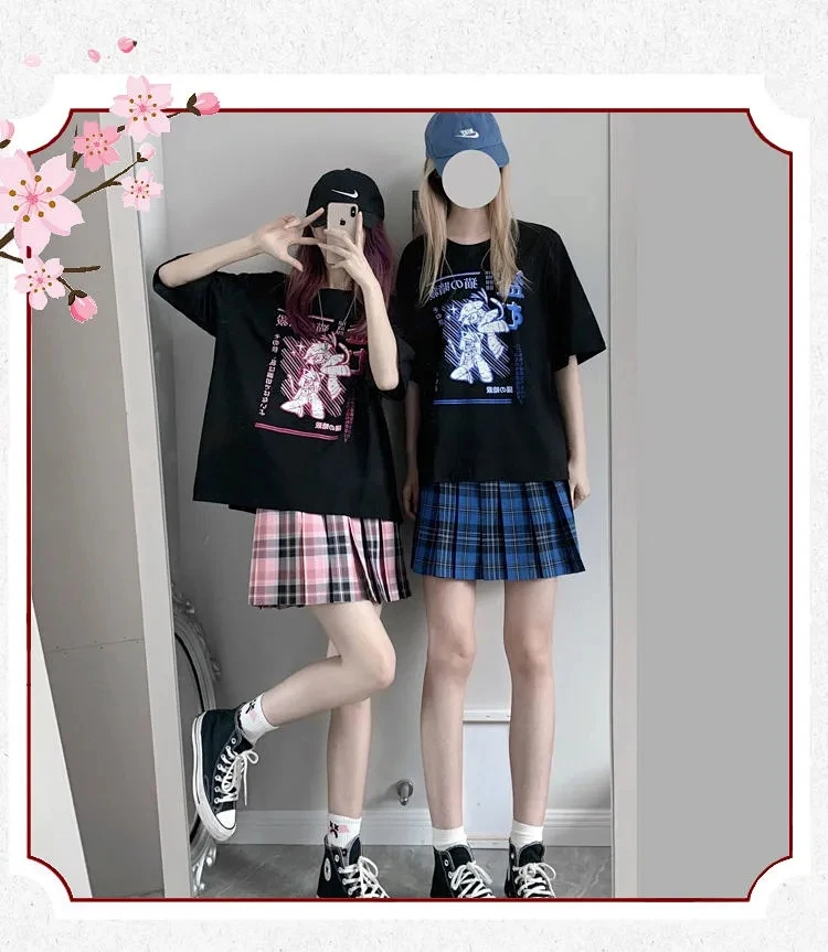 Kawaii Ninja Cat Print Black Casual T-Shirt