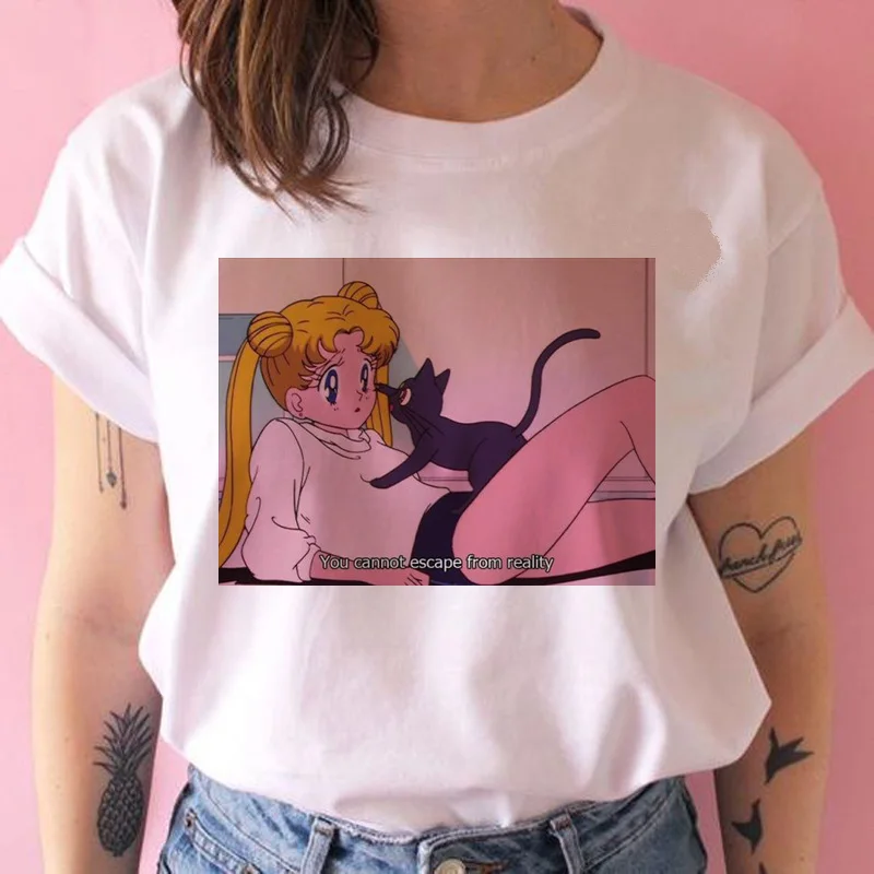 Sailor Moon Graphic Ulzzang Harajuku Casual T-Shirt For Women