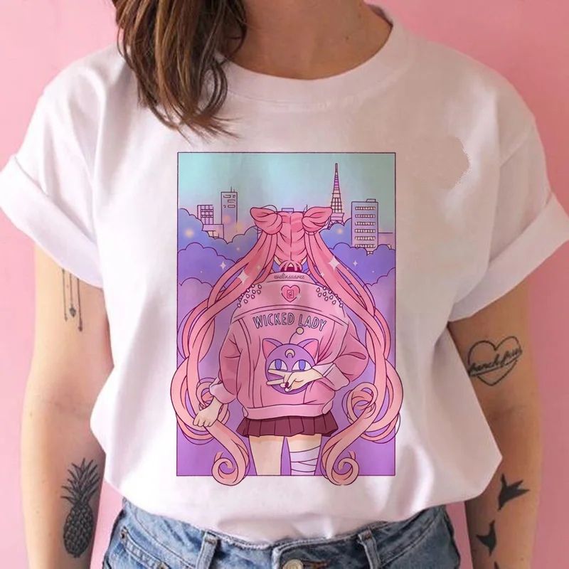 Sailor Moon Graphic Ulzzang Harajuku Casual T-Shirt For Women