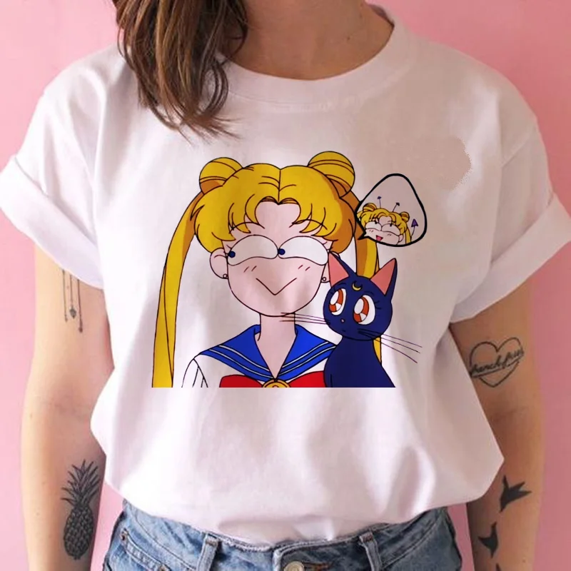 Sailor Moon Graphic Ulzzang Harajuku Casual T-Shirt For Women