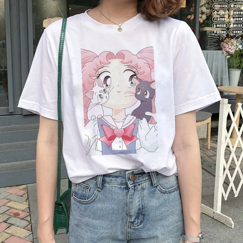 Kawaii  Aesthetic Cat Anime Sailor Moon 90s  Harajuku T-shirt