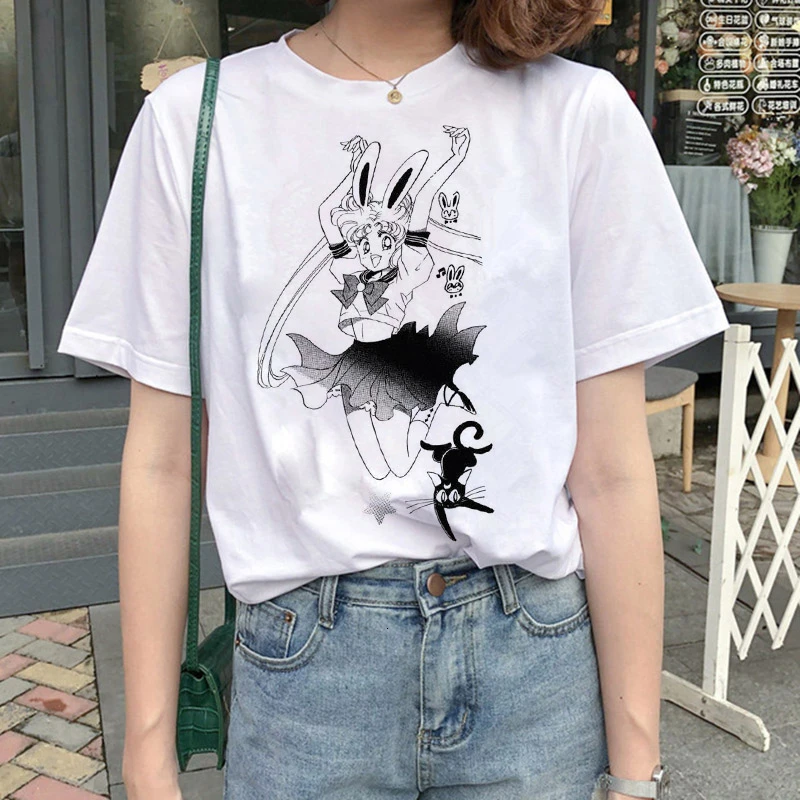 Kawaii  Aesthetic Cat Anime Sailor Moon 90s  Harajuku T-shirt