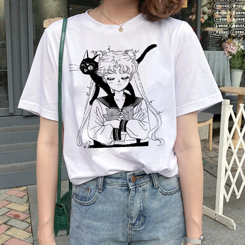 Kawaii  Aesthetic Cat Anime Sailor Moon 90s  Harajuku T-shirt