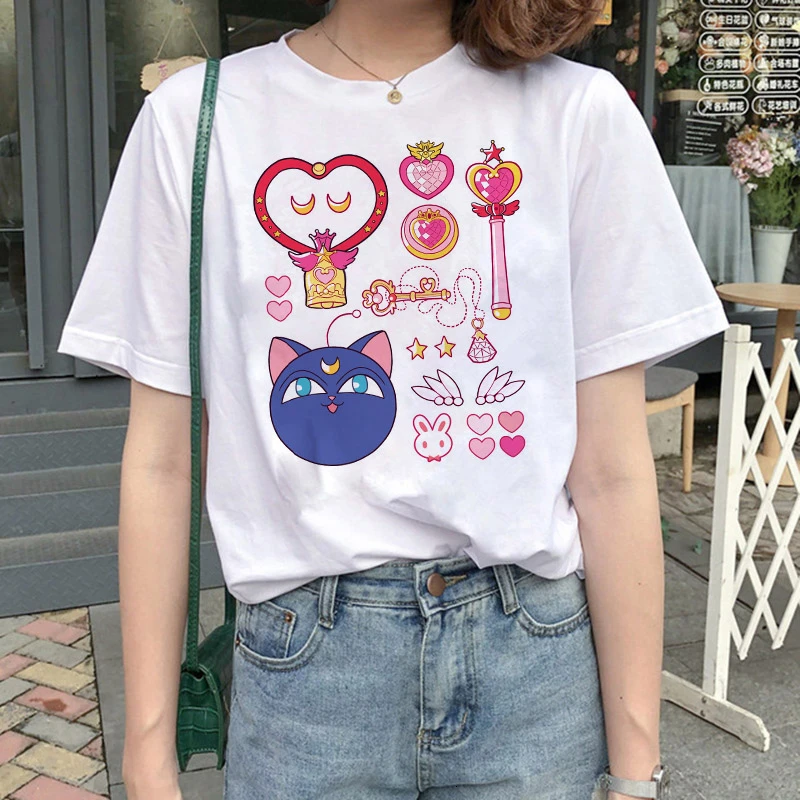 Kawaii  Aesthetic Cat Anime Sailor Moon 90s  Harajuku T-shirt
