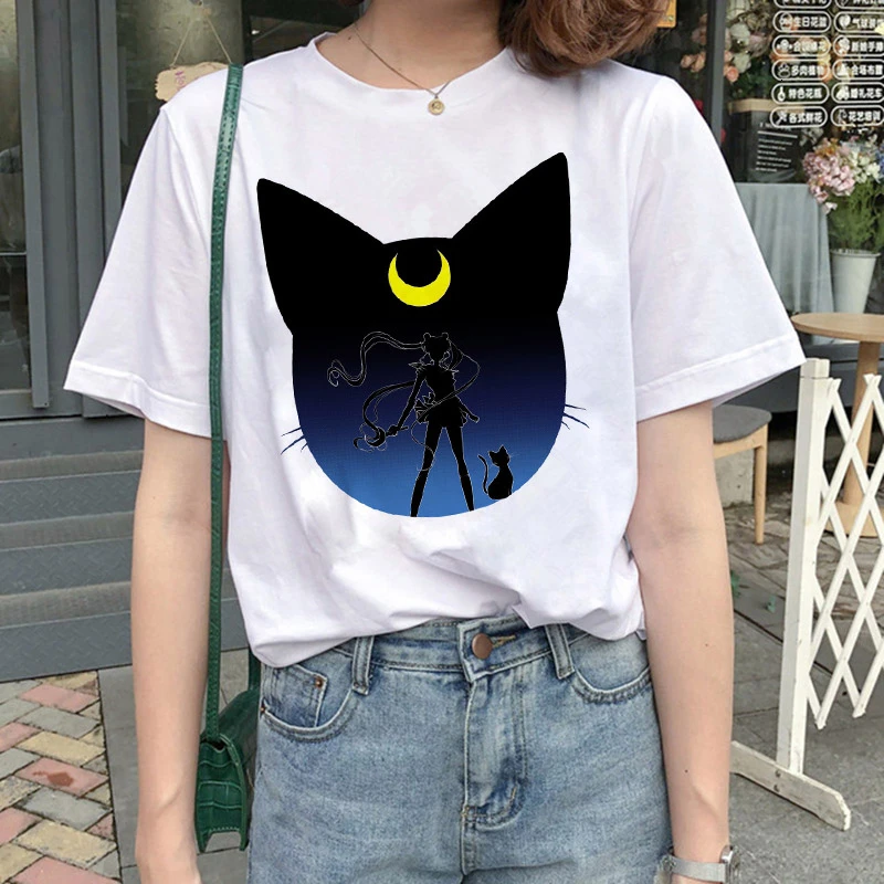 Kawaii  Aesthetic Cat Anime Sailor Moon 90s  Harajuku T-shirt