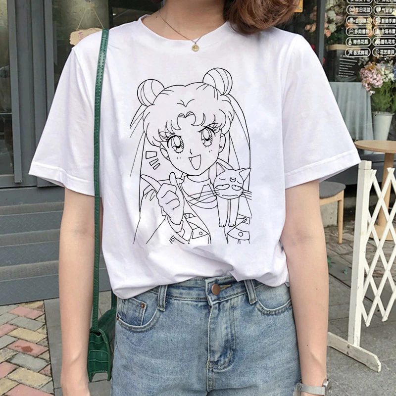 Kawaii  Aesthetic Cat Anime Sailor Moon 90s  Harajuku T-shirt