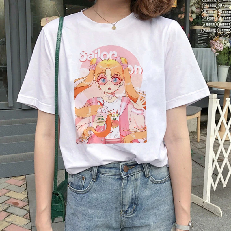 Kawaii  Aesthetic Cat Anime Sailor Moon 90s  Harajuku T-shirt