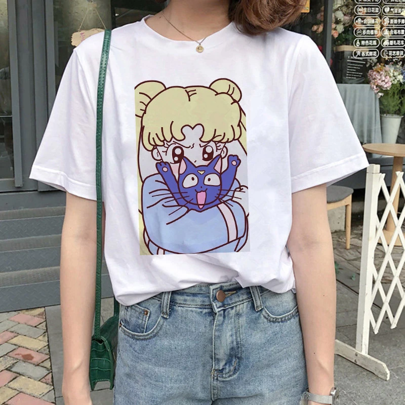 Kawaii  Aesthetic Cat Anime Sailor Moon 90s  Harajuku T-shirt