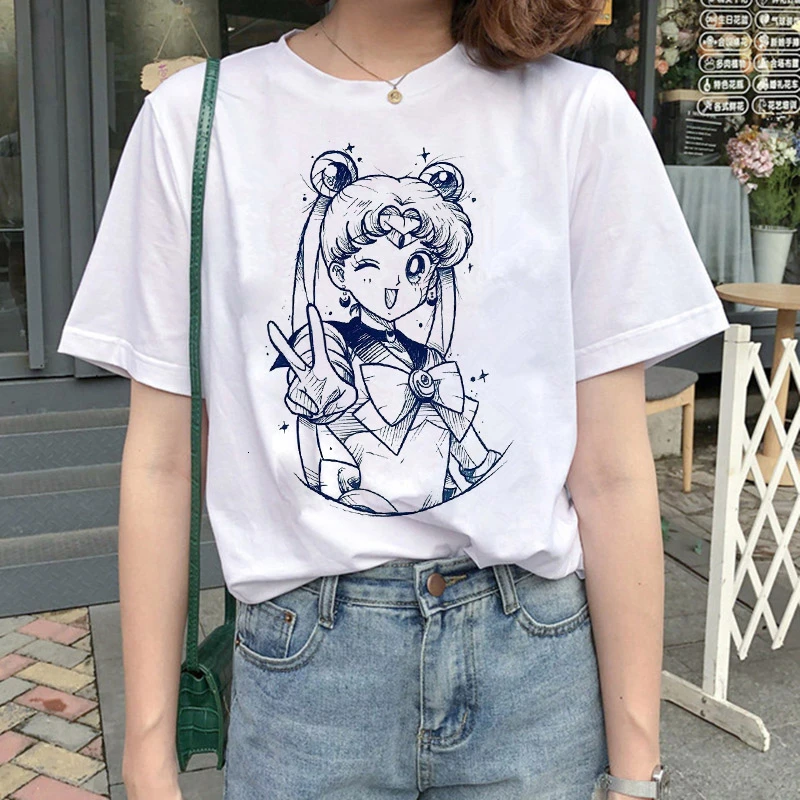 Kawaii  Aesthetic Cat Anime Sailor Moon 90s  Harajuku T-shirt