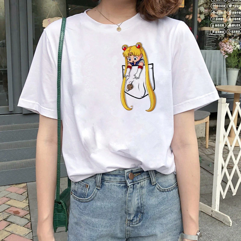 Kawaii  Aesthetic Cat Anime Sailor Moon 90s  Harajuku T-shirt
