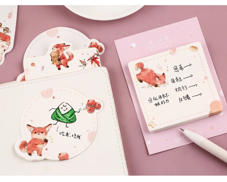 Kawaii Cartoon Rabbit/Fox Memo Pad Kawaii Cartoon Rabbit/Fox Memo Pad